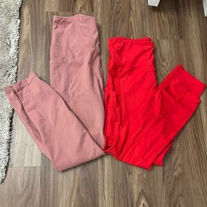 Yogalicious Women's Pink and Red Leggings
